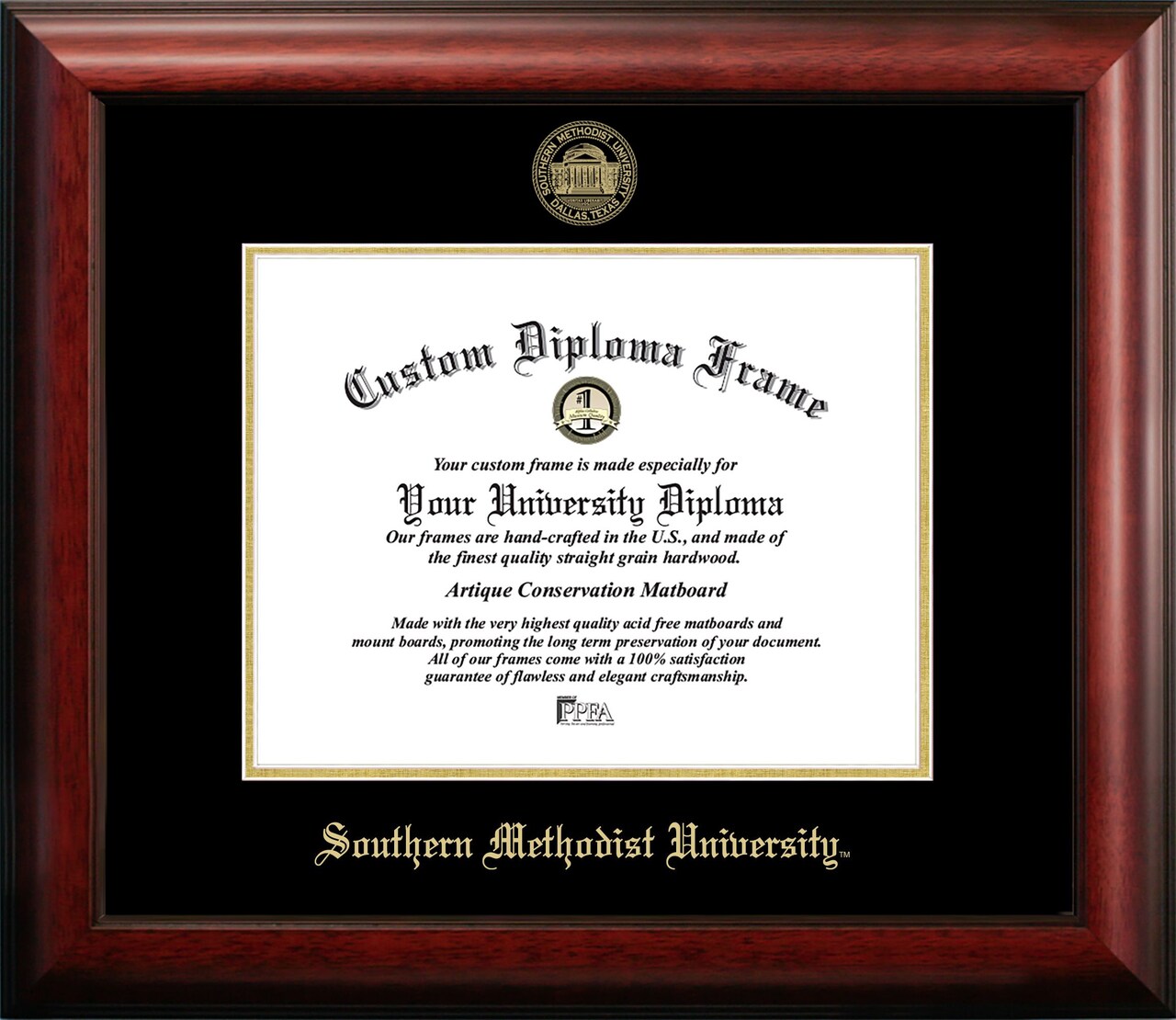 Southern Methodist University 11w x 8.5h Gold Embossed Diploma Frame